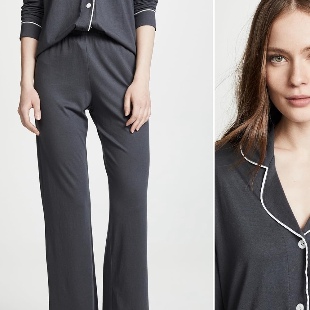 New Cosabella Charcoal Pajama Set with White Trim 1x